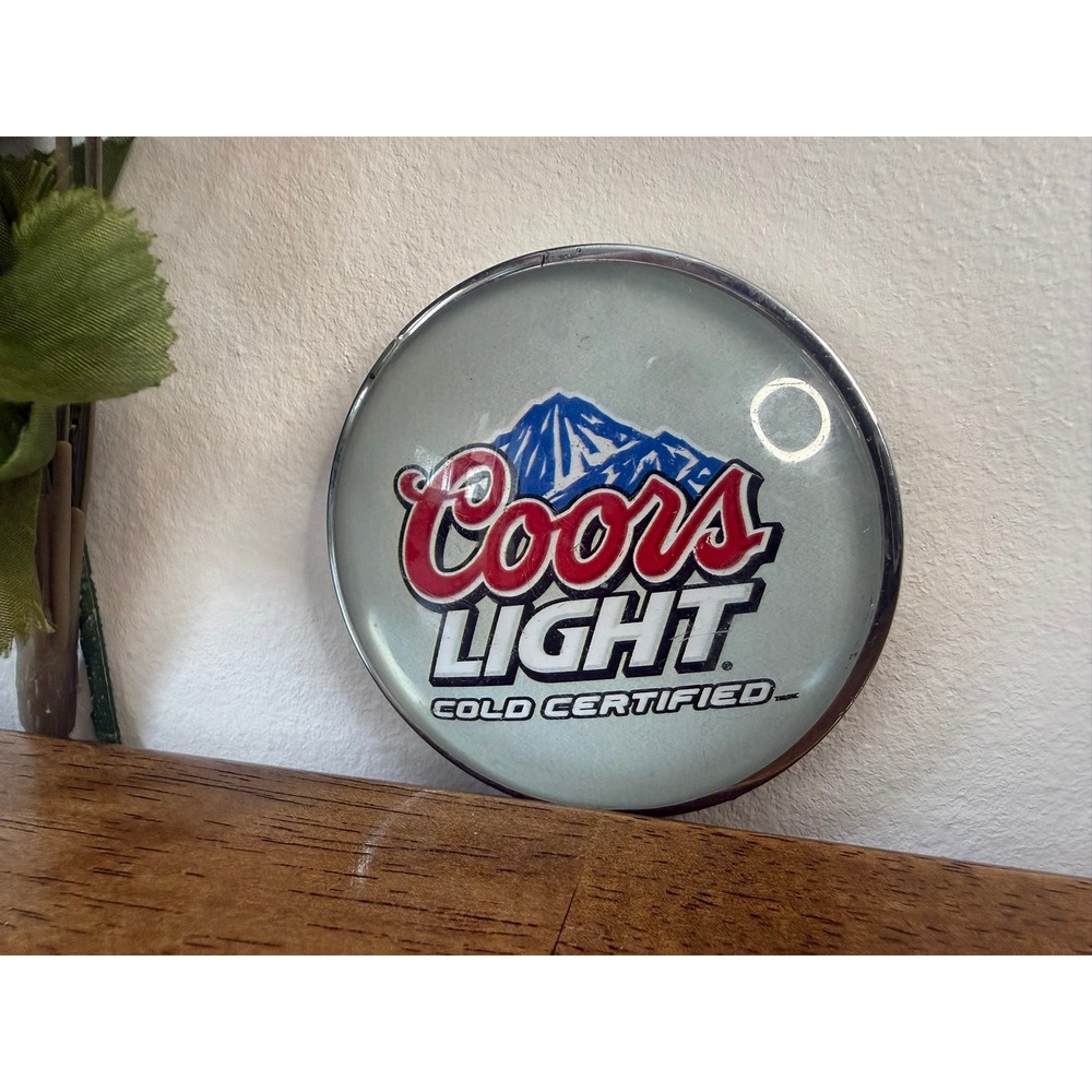 Vintage Coors Light Cold Certified Beer Tap Medallion Bar Badge Pub Brewery Sign